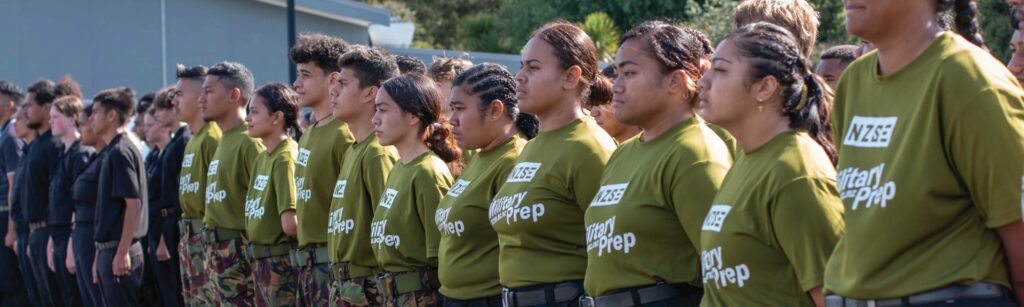 Group of Military Prep Students training outside ATC NZSE