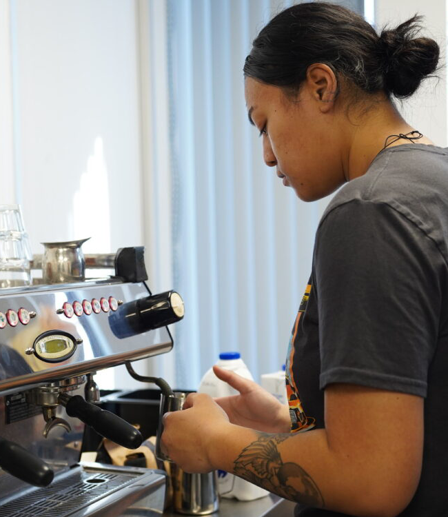 Hospitality student making coffee NZSE