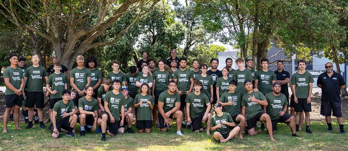 Military Prep students and tutor group photo at workshop NZSE