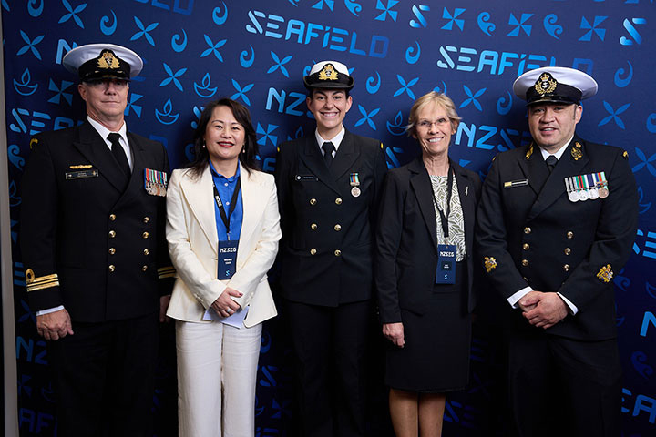 New Zealand Royal Navy officials with CEO Wendy Liao